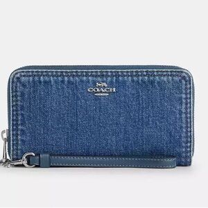 Coach Long Zip Around Wallet In Denim